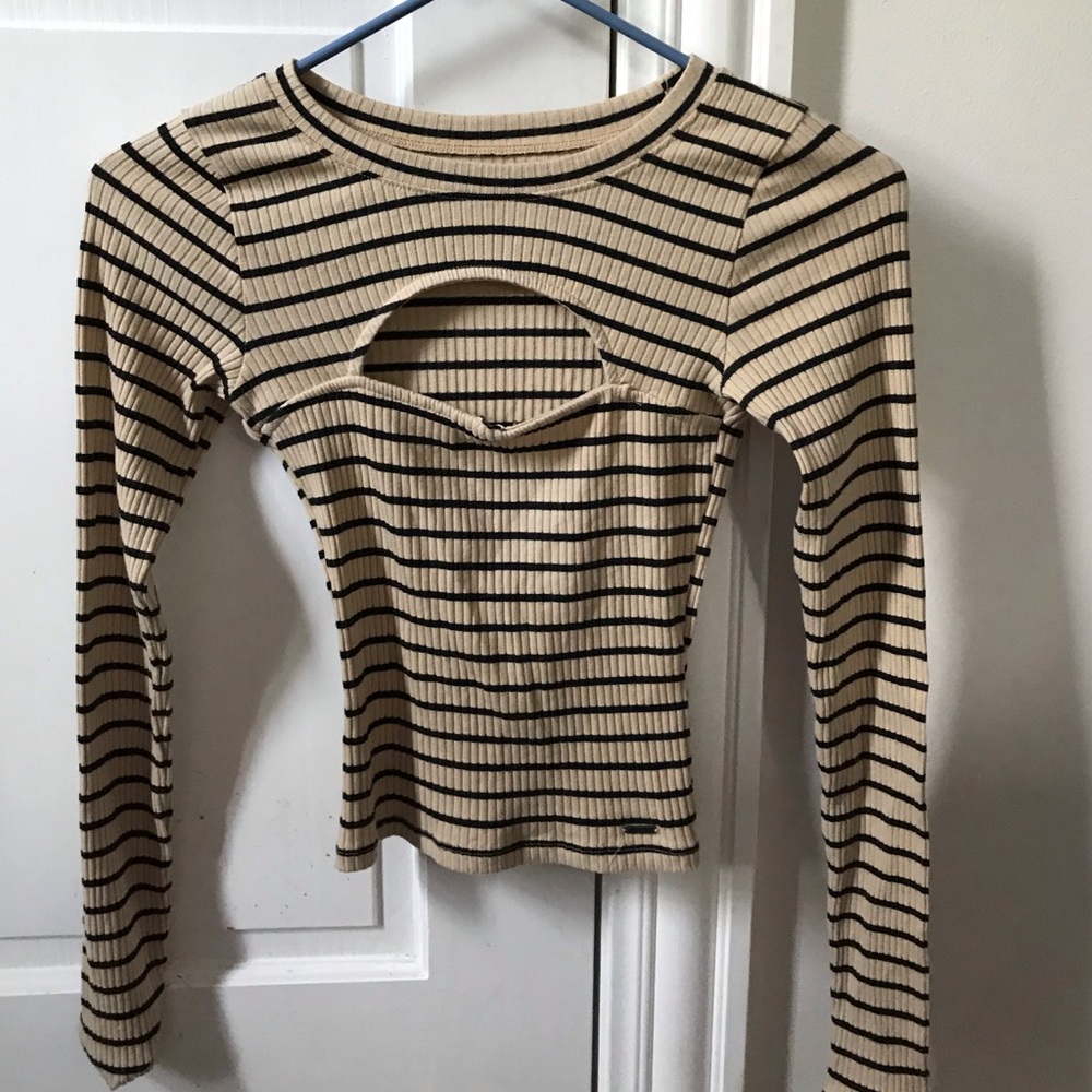 Hollister striped long sleeve with a cutout detail